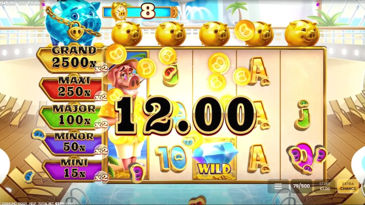 Tampilan visual slot Break the Diamond Piggy dengan tema kapal pesiar mewah